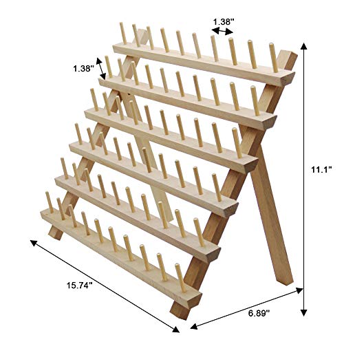 SAND MINE Wooden Thread Rack Sewing and Embroidery Thread Holder, 60 Spools