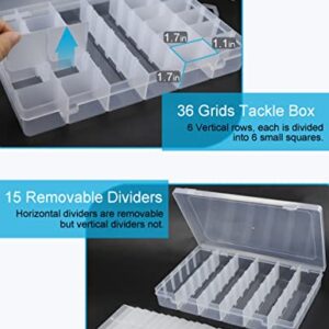 Beoccudo Tackle Box Bead Organizer 2 Pack Fishing Tackle Box Organizer Plastic Compartment Storage Box Container with Dividers (Clear Tacklebox)