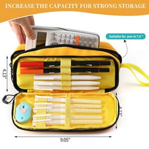 Tineeba Big Capacity Pencil Case Pouch Bag Pen Boxes for Girls Boys Supplies for College Students Middle High School Office Large Storage (Yellow)