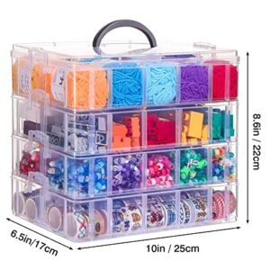 Quefe 4-Tier Stackable Storage Container Box with 40 Compartments, Plastic Organizer Box for Organizing Washi Tape, Embroidery Accessories, Threads Bobbins, Kids Toy, Beauty Supplies, Nail Polish