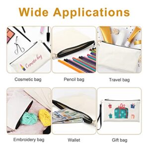 Sntieecr 10 Pack Cosmetic Bags Sublimation Blank Heat Transfer Makeup Bags with 10 Pieces Wristband Lanyards for DIY Craft Travel Canvas Zipper Pencil Bags (8.3 x 5.1 Inch)