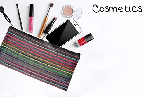 Selizo 6 Pcs Pencil Pouch Plastic Pencil Cases Zipper Mesh Pouch Bag for Office Pen Cosmetic Makeup