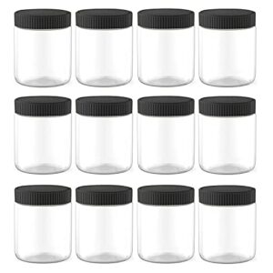 manshu 6 pack 8 oz clear empty slime storage containers, slime jars with lids for little arts and crafts and household supplies, black lid
