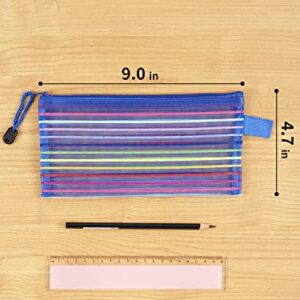 JARLINK 20 Pack 10 Colors Zipper Mesh Pouch, Pencil Pouch Pen Bag Multipurpose Travel Bags for Office Supplies Cosmetics Travel Accessories Multicolor