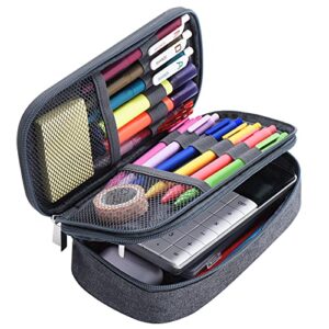 zcassi big capacity pencil case 3 compartments canvas bag multifunctional marker pen pouch holder office college school durable portable large storage bag for kids teens student adults