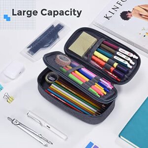 Zcassi Big Capacity Pencil Case 3 Compartments Canvas Bag Multifunctional Marker Pen Pouch Holder Office College School Durable Portable Large Storage Bag for Kids Teens Student Adults