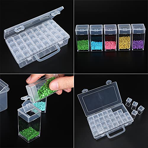 SanerDirect 32 Grids Diamond Painting Drill Storage Containers, Diamond Organizer Case Embroidery Beads Storage Box with Label