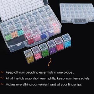 SanerDirect 32 Grids Diamond Painting Drill Storage Containers, Diamond Organizer Case Embroidery Beads Storage Box with Label