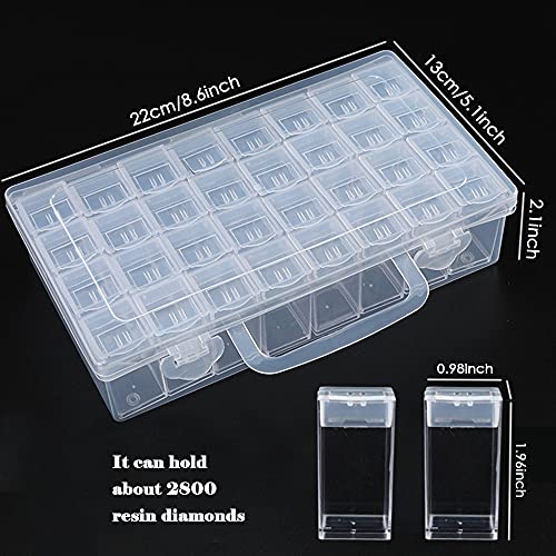 SanerDirect 32 Grids Diamond Painting Drill Storage Containers, Diamond Organizer Case Embroidery Beads Storage Box with Label