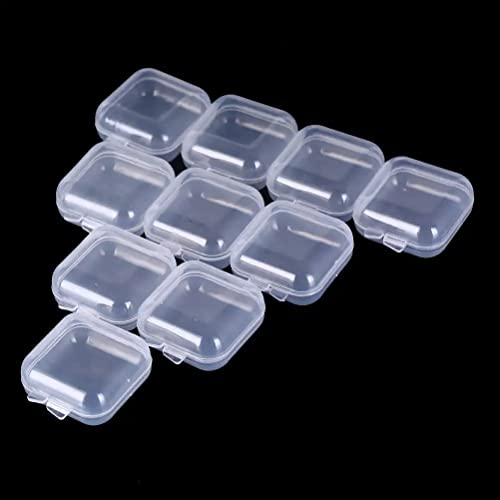 GBSTORE 10 Pcs Mini Clear Plastic Box 1.8 mm Thicken Square Jewelry Earplug Pill Storage Box Case Container with Lid for Bead Makeup Craft Project