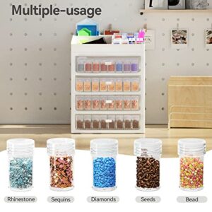 ARTDOT Storage Containers for Diamond Painting Accessories, Art Bead Organizer 4 Drawers with 192 Slots Storage Bottles and Diamond Painting Tools and Kits Rack with Funnel