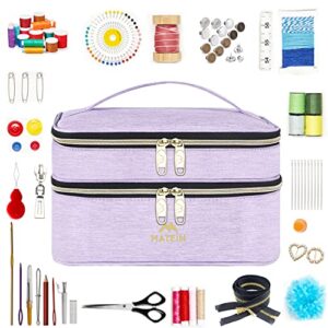 Sewing Supplies Organizer, Double-Layer Sewing Box Organizer Accessories Storage Bag, Large Sewing Basket Water Resistant Travel Women Sewing Gifts for Kit, Scissors, Thread, Pins, Needles, Clips