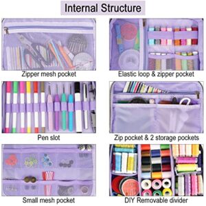 Sewing Supplies Organizer, Double-Layer Sewing Box Organizer Accessories Storage Bag, Large Sewing Basket Water Resistant Travel Women Sewing Gifts for Kit, Scissors, Thread, Pins, Needles, Clips