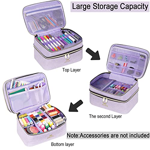 Sewing Supplies Organizer, Double-Layer Sewing Box Organizer Accessories Storage Bag, Large Sewing Basket Water Resistant Travel Women Sewing Gifts for Kit, Scissors, Thread, Pins, Needles, Clips