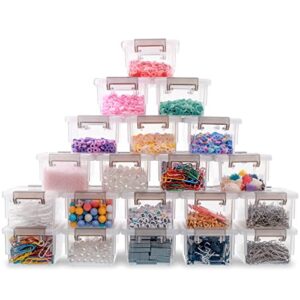 citylife 20 packs plastic bead organizers 0.18 qt clear storage containers with lids for craft storage small storage box, 3.7 x 2.8 x 1.8 inches