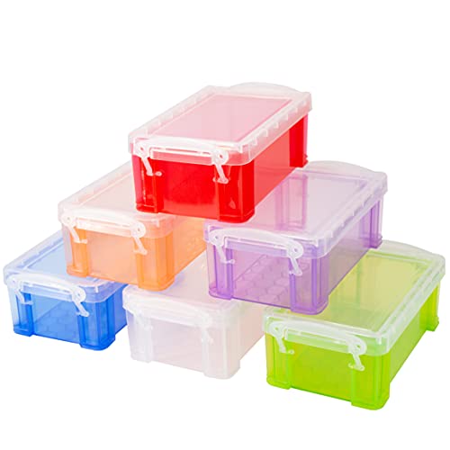 testyu Small Plastic Box, 4.3" X 2.3" X 1.5" Stackable Mini Plastic Storage Box with Lid, Clear Plastic Organizer Container for Jewelry Beads Small Crafts Items Accessories - 6 Pack