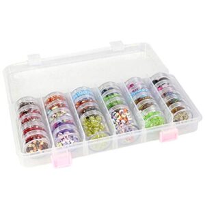 everything mary large plastic bead storage organizer box, 28 jars – containers for beads & supplies – organizers for craft, art, painting – plastic container case for organization
