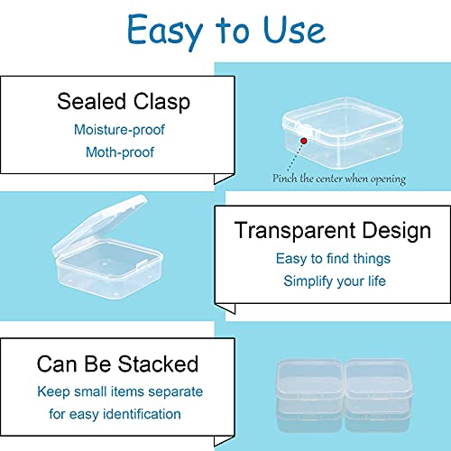 V-TOP 24 Pack Small Clear Plastic Storage Containers with Hinged Lids for Organizing, Mini Beads Storage Containers Box for Jewelry, Hardware, Game Pieces, Crafts,Tiny Beads and More Small Items