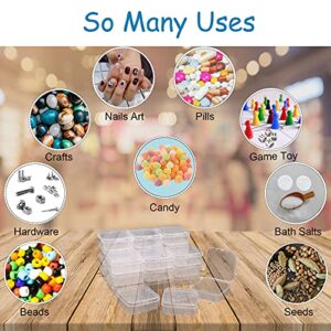 V-TOP 24 Pack Small Clear Plastic Storage Containers with Hinged Lids for Organizing, Mini Beads Storage Containers Box for Jewelry, Hardware, Game Pieces, Crafts,Tiny Beads and More Small Items