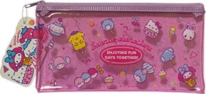 sanrio characters flat vinyl glitter pouch 20×10 cm zipper pen accessories case bag (fancy)