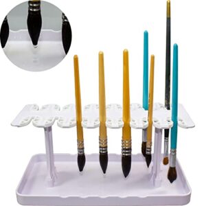 cugebanna plastic artist multi hole paint brush drying rack – holds 14 brushes upright, paint brush holder