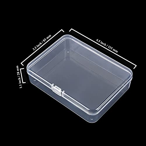 8-Pack Rectangular Plastic Storage Containers Box with Hinged Lid for Beads and Crafts, 4.5 x 3.3 x 1.1 inch / 115 x 85 x 28 mm (Translucent)