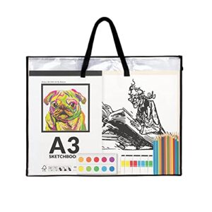 sunee 19×25 art portfolio bag, artist supply organizer with handle, zippered storage folder for artwork, poster, scrapbook, keepsake and bulletin board