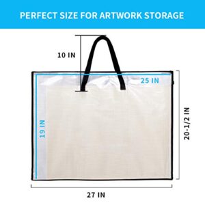 SUNEE 19x25 Art Portfolio Bag, Artist Supply Organizer with Handle, Zippered Storage Folder for Artwork, Poster, Scrapbook, Keepsake and Bulletin Board