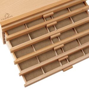 7 Elements 6 Drawer Wooden Artist Storage Supply Box for Pastels, Pencils, Pens, Markers, Brushes and Tools