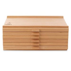 7 Elements 6 Drawer Wooden Artist Storage Supply Box for Pastels, Pencils, Pens, Markers, Brushes and Tools