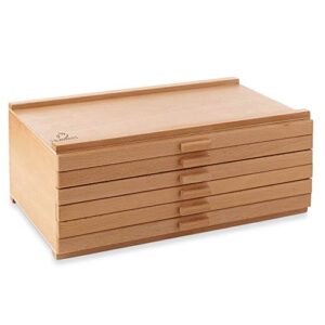 7 Elements 6 Drawer Wooden Artist Storage Supply Box for Pastels, Pencils, Pens, Markers, Brushes and Tools