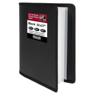 Dunwell Art Portfolio 11x17 - (Black) Large Portfolio Folder for Artwork, 11 x 17 Art Folder has 24 Pockets, Display 48 Pages, Portfolio Album for Artwork Storage, Presentation Book with Clear Sleeves