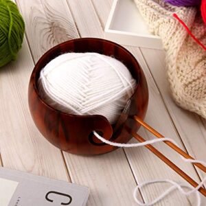 WILLBOND Wooden Yarn Bowl, 6 x 3 Inches Knitting Yarn Bowls with Holes Crochet Bowl Holder Handmade Yarn Storage Bowl for DIY Knitting Crocheting Accessories