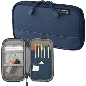 lihit lab compact pen case (pencil case), water & stain repellent,3.5″ x 6.5” , navy (a7687-11)