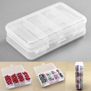 muxsam double sided storage organizer container with dividers, 1-pack jewelry box case 5.6×3.3in for craft beads makeup rings earrings necklace fishing tackles screws (plastic front 4 + back 6 grids)