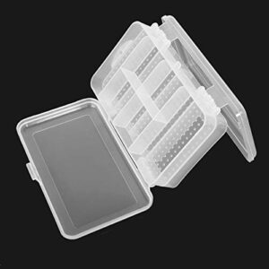 MUXSAM Double Sided Storage Organizer Container with Dividers, 1-Pack Jewelry Box Case 5.6x3.3in for Craft Beads Makeup Rings Earrings Necklace Fishing Tackles Screws (Plastic Front 4 + Back 6 Grids)