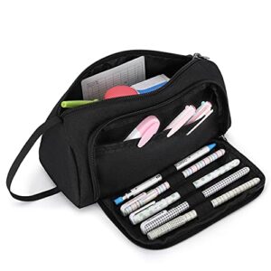 della gao pencil case for gilrs boys large pencil pouch to organize pen pencil for middle school college student artist metal zipper practical cloth office pencil bag holder black