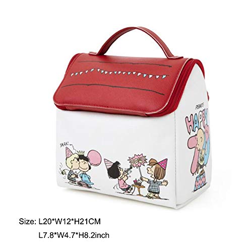 FINEX Snoopy Special Peanut Happy 70 Years House with Roof Style Portable Cosmetic Makeup Bag Organizer Multifunction Toiletry Bags Storage Case for Travel Business Double Zippers