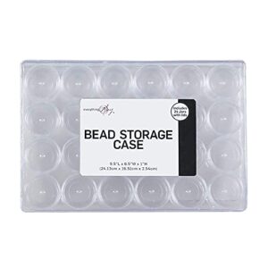 Everything Mary Large Plastic Bead Storage Organizer Box, 24 Jars - Container for Beads & Supplies - Organizers for Craft, Art, & Painting - Plastic Container Case for Organization