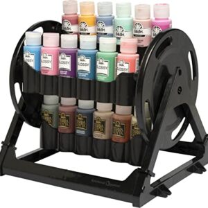 Plaid Rotational Organizer Storage Container That Stores 24 Standard 2 fl oz Bottles of Acrylic Paint for DIY Arts and Crafts, 31100, Black