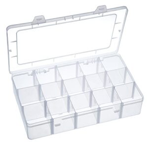 outus washi tape organizer sticker storage bead organizer crafts box organizer, 15 compartments, clear