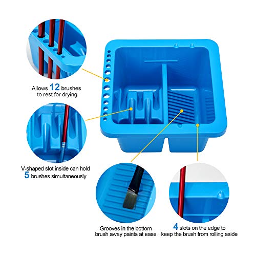 MyLifeUNIT Paint Brush Cleaner, Paint Brush Holder and Organizers for Acrylic, Watercolor, and Water-Based Paints (Blue)