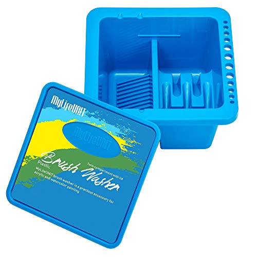 MyLifeUNIT Paint Brush Cleaner, Paint Brush Holder and Organizers for Acrylic, Watercolor, and Water-Based Paints (Blue)