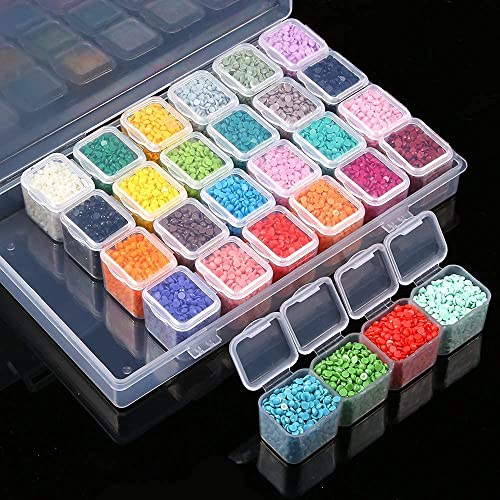 Perzomido 2 Pack 28 Slots Plastic Craft Organizer Case Diamond Storage Box(2pcs)