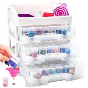 beifumei diamond painting accessories storage containers, plastic storage box with drawer 111 slot individual containers desktop storage case for diamond art nail pill rhinestones beads organizer