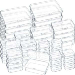 76 pcs mixed sizes storage containers box with hinged lid clear mini organizer plastic storage containers rectangular empty small plastic containers for small items art craft jewelry projects