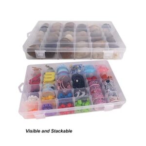 suituts 3 Pack 36 Grids Plastic Organizer Box with Adjustable Dividers, Clear Plastic Storage Organizer Box for Jewelry Beads, Letter Board, Rock Collection, Fishing Tackle (10.7X6.7X1.6 Inch)