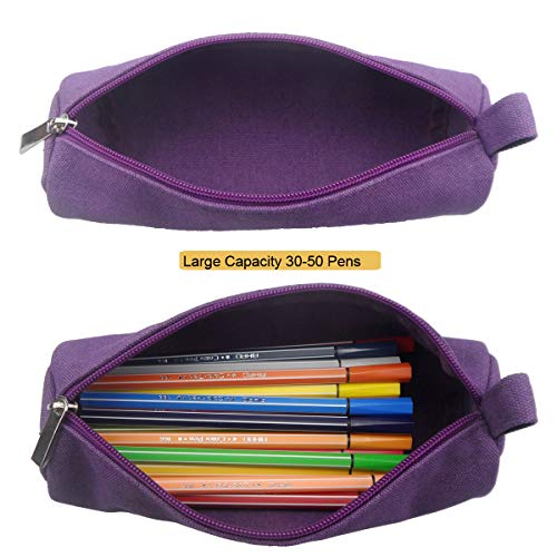 Enyuwlcm Heavy Canvas Stationery Stylish Simple Pencil Bag and Durable Compact Zipper Pencil Case Pouch 1 Pack Purple