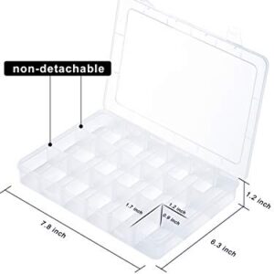 iBune 2 Pack 18 Grids Plastic Compartment Container, Bead Storage Organizer Box Case with Adjustable Removable Dividers for Jewelry Craft Tackles Tools, Size 7.8 x 6.3 x 1.2 in, White