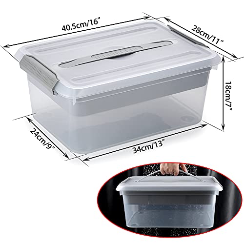 BTSKY Stack & Carry Box, Clear Plastic Storage Container Stackable Home Utility Box with Removable Tray Multi-Purpose Storage Bin for Organizing Stationery, Sewing, Art Craft Supplies(Grey)